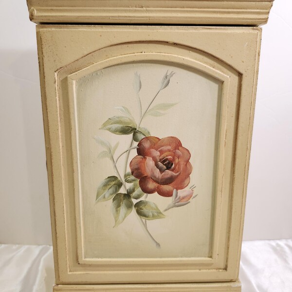 Vintage Hand Painted Floral Design Key Organizer Cabinet Freestanding Wall Decor Collectible Key Storage Key Rack Storage