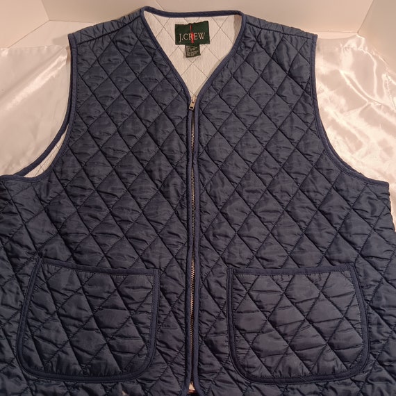 Vintage Women's Navy-Blue J Crew Waffle Quilted Fu