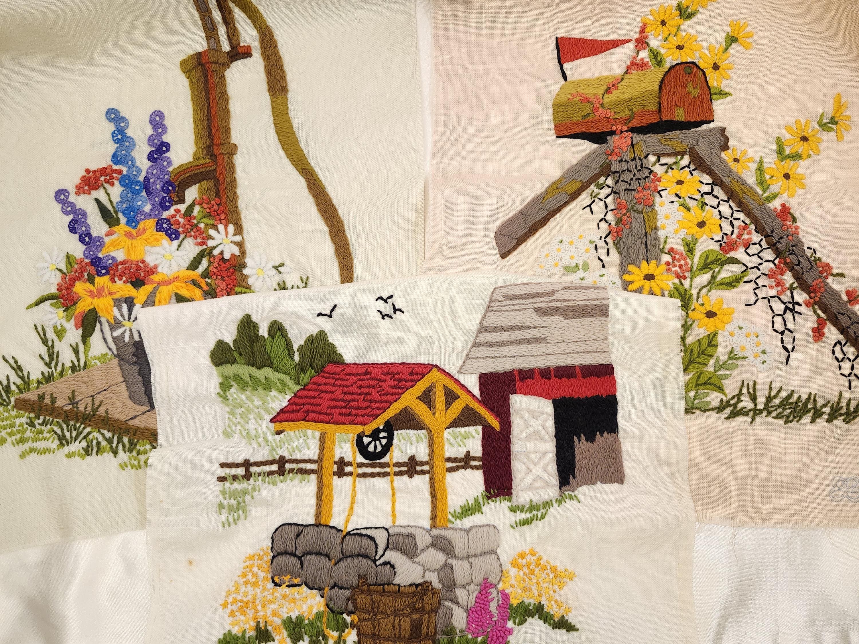 Kit d'oreillers Crewel Kitty Kitty Kitty vintage Lee Wards, kit Crewel