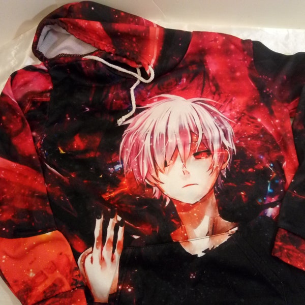 Anime Tokyo Ghoul 3D Full Color Long Sleeve Hoodie/ Pullover Cosplay Size: XS