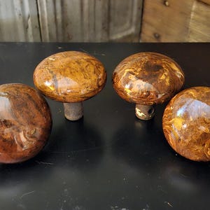 Set of 4 Antique Bennington Marbled Brown Swirl Porcelain Doorknobs Restoration Hardware Restoration Architectural Salvage RARE