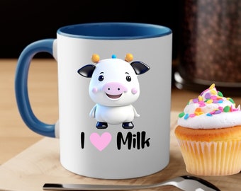 Kawaii Cow Milk Mug: 11 oz Ceramic Coffee Cup