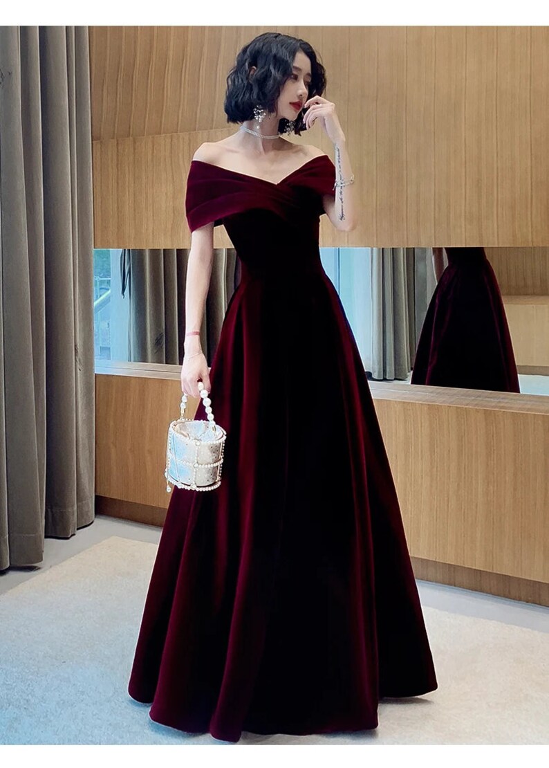 Long Maxi,burgundy,luxury Velvet,elegant Wine Party Dress,evening Party ...