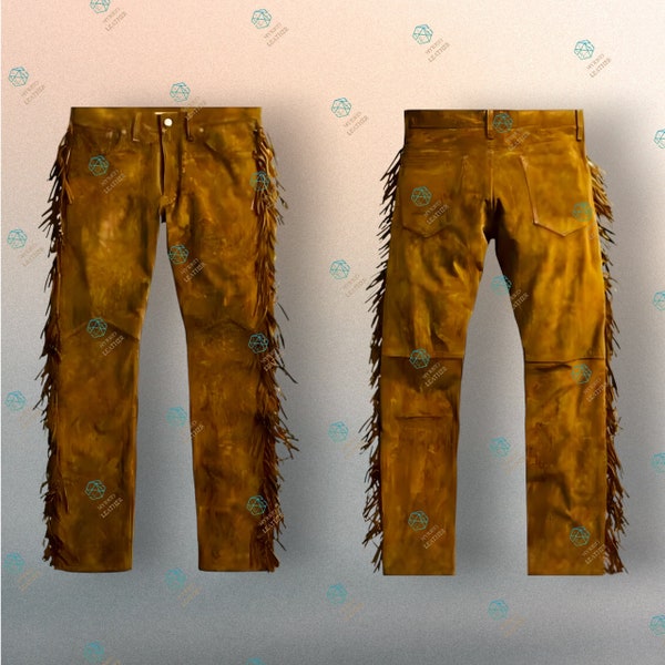 Herren Braun Wildleder Wildleder Western Hippy Fransen Hose, Neue Männer Native American weiche Wildleder Hose aus Leder, braune robuste Hose