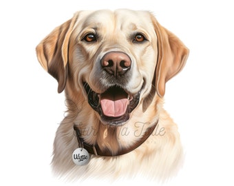 Retrato de Labrador con nombre personalizado, pintura digital en HD, pintura en acuarela, ideal impresión, sublimación