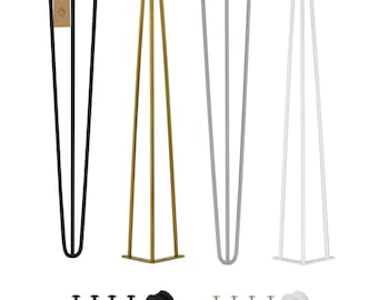 4 x Hairpin Leg | furniture legs, table legs from 61 to 80 cm | for tables | with floor protectors and screws | 2 struts (various colours)