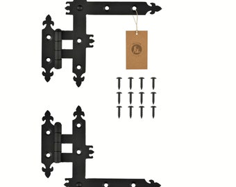 Decorative L Hinges Pair | Black Powder-Coated Cottage Decor