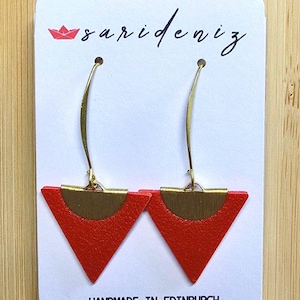 925スターリングシルバーメッキフック付きトライアングルレザーイヤリング