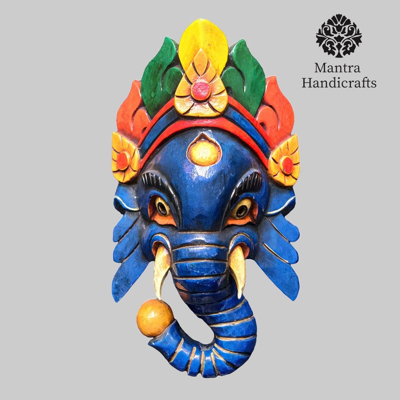 Handcrafted Wooden Ganesh Mask Unique Artistic Home Decor Hindu God ...