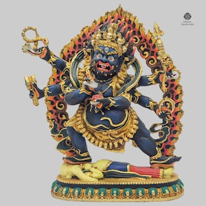 Handmade Six-Armed Mahakala Statue: Tibetan Altar Decor