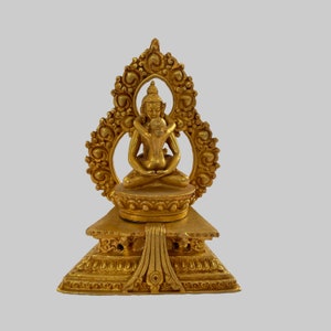 Handcrafted Samantabhadra Statue: 24K Gold Gilded Buddhist Sculpture