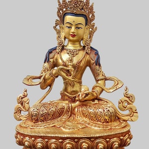 Handcrafted Gold Gilded Vajrasattva Statue: Tibetan Buddhism Art Decor