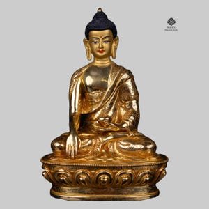 24k Gold Gilded Shakyamuni Buddha Statue - Tibetan Handmade Art