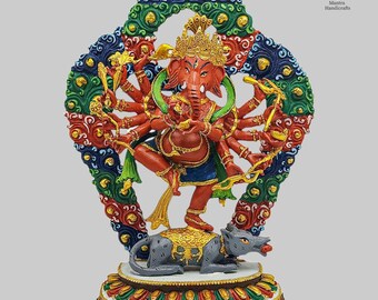Ganesh miniatyrstaty | Thangka färgfinish | Hinderborttagare | Nepal