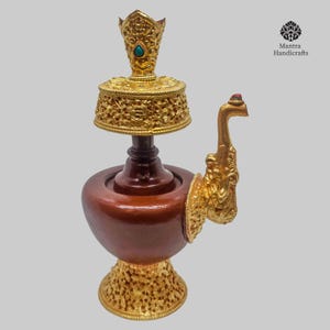 Bhumba Offering Set | Partly Gold Plated with Chocolate Oxidized Finish | Perfect for Ceremonial Use and Spiritual Decor | Made in Nepal