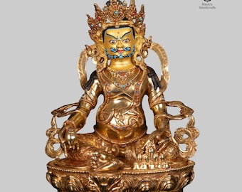 ヒマラヤの黄金のジャンバラ像｜チベットの富の神｜繁栄と守護を祈願