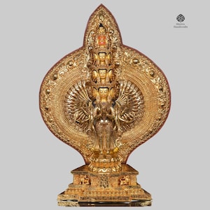 Handcrafted 24K Gold Gilded Copper Avalokiteshvara Statue - 32&quot;