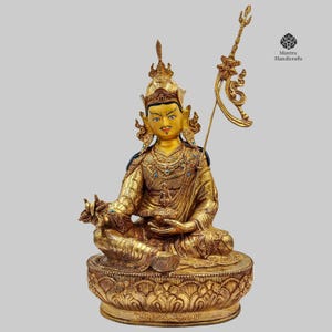 Premium Quality Padmasambhava | Guru Rinpoche Statue | The Precious Lotus Born Master | 24k Gold Gilded Tibetan Buddhist Sculpture
