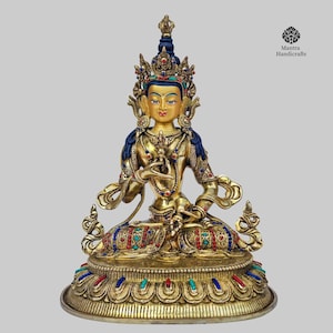 Handcrafted 24K Gold Vajrasattva Statue: Tibetan Deity Altar Decor