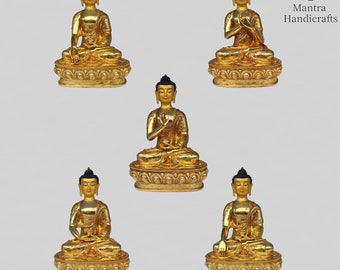 Pancha Buddha Set | Fünf Dhyani Buddhas | Handgemachte tibetische buddhistische Kunst aus Nepal