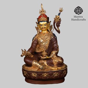 Guru Rinpoche Statue | Lotus-Born Guru Padmasambhava Sculpture | 24K Gold Gilded | Handmade in Nepal
