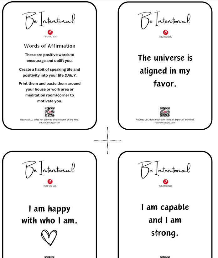 Printable Digital Download - Be Intentional - Words of Affirmation ...