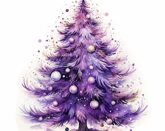 16 Purple Boho Christmas Trees Clipart Bundle, High-Quality JPG, Wall Art, Card Making, Clip Art, Digital Paper Craft, Scrapbooking Tree JPG