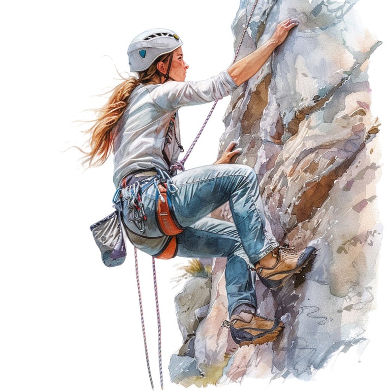 Woman Rock Climbing Clipart Bundle, 16 High-quality JPG, Craft Art ...