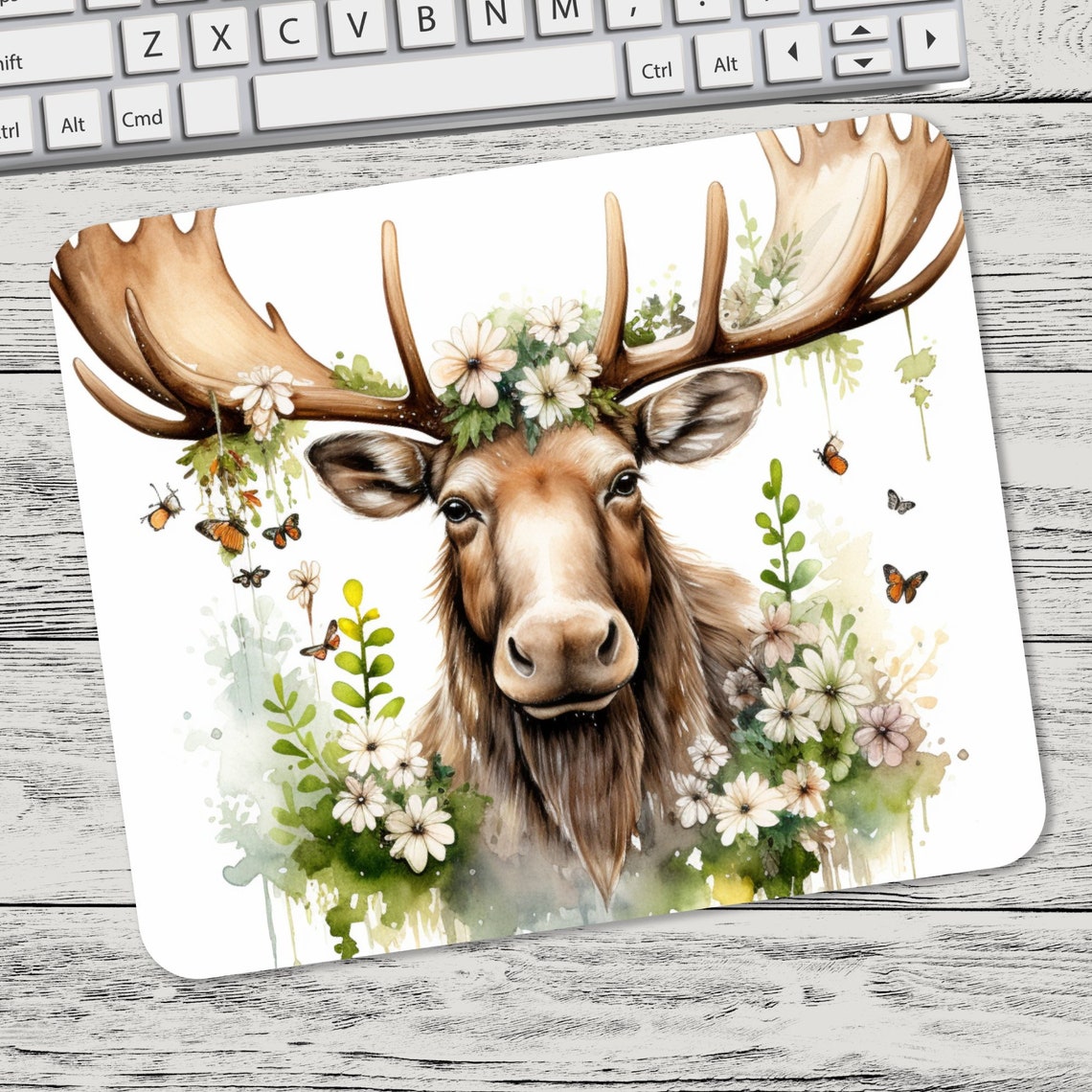 12 Cute Moose W Flowers Clipart Bundle, High-quality JPG, Nursery Art ...