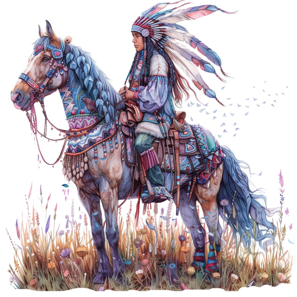 14 Native American Indian on Horse Clipart Bundle, 14 High-quality JPG ...