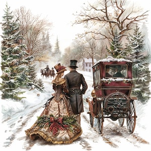 Paquete de 15 imágenes prediseñadas de la época navideña victoriana, 15 archivos JPG de alta calidad, manualidades, creación de tarjetas, imágenes prediseñadas, manualidades con papel digital, álbumes de recortes