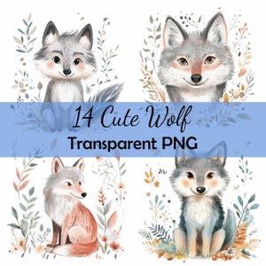 Pode incluir: Um conjunto de 14 ilustrações de lobos fofinhos em formato PNG. Os lobos são retratados em várias poses e expressões, com um estilo semelhante à aquarela. As ilustrações são perfeitas para adicionar um toque de fantasia aos seus projetos.