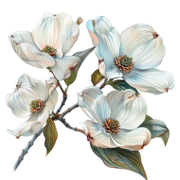 Dogwood Tree Flower Blooms Clipart Bundle, 16 High-Quality JPG, Craft Art, Card Making, Clip Art, Digital Paper Craft, Scrapbooking