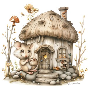 Small Mouse House Woods Clipart Bundle, 15 High-quality JPG, Craft Art ...