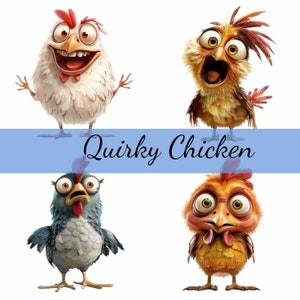 16 Quirky Chicken Cute Adorable Sassy Clipart Bundle, 16 High-Quality JPG, Craft Art, Card Making, Clip Art, Digital Paper Craft, Cartoon