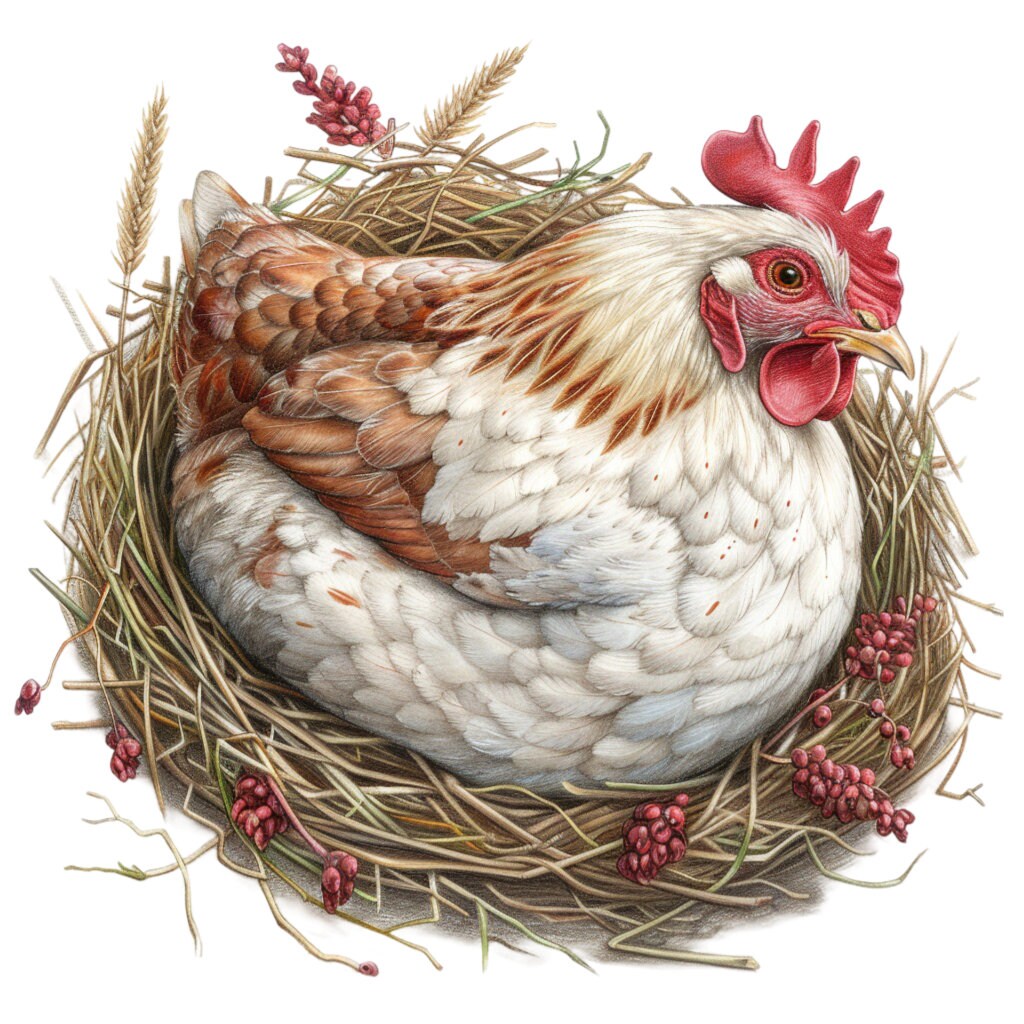 16 Hen Chicken on a Nest Clipart Bundle, 16 High-quality JPG, Craft Art ...