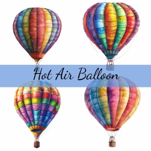 16 Regenbogen Heißluftballon Clipart Bundle, 16 hochwertige JPG, Craft Art, Kartenherstellung, Clip Art, Digitales Papiermodell, Scrapbooking