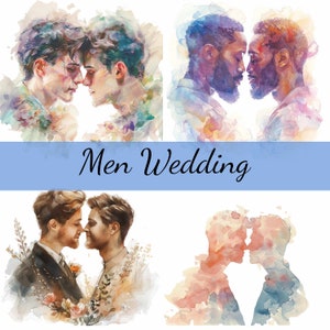 Männer Gay Liebe Hochzeit LGBTQ Mann Clipart Bundle, hochwertige JPG, Craft Art, Kartenherstellung, Clip Art, digitale Papiermodelle, Scrapbooking