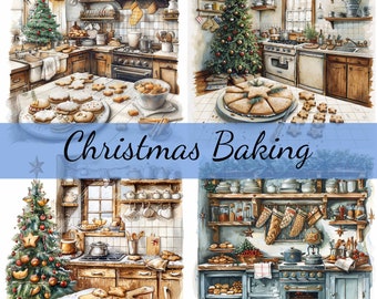 16 Christmas Cookie Baking Kitchen Clipart Bundle, 16 High-Quality JPG, Craft Art, Card Making, Clip Art, Digital Paper Craft, Scrapbooking