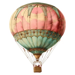 16 Vintage Hot Air Balloon Clipart Bundle, 16 High-quality JPG, Craft ...
