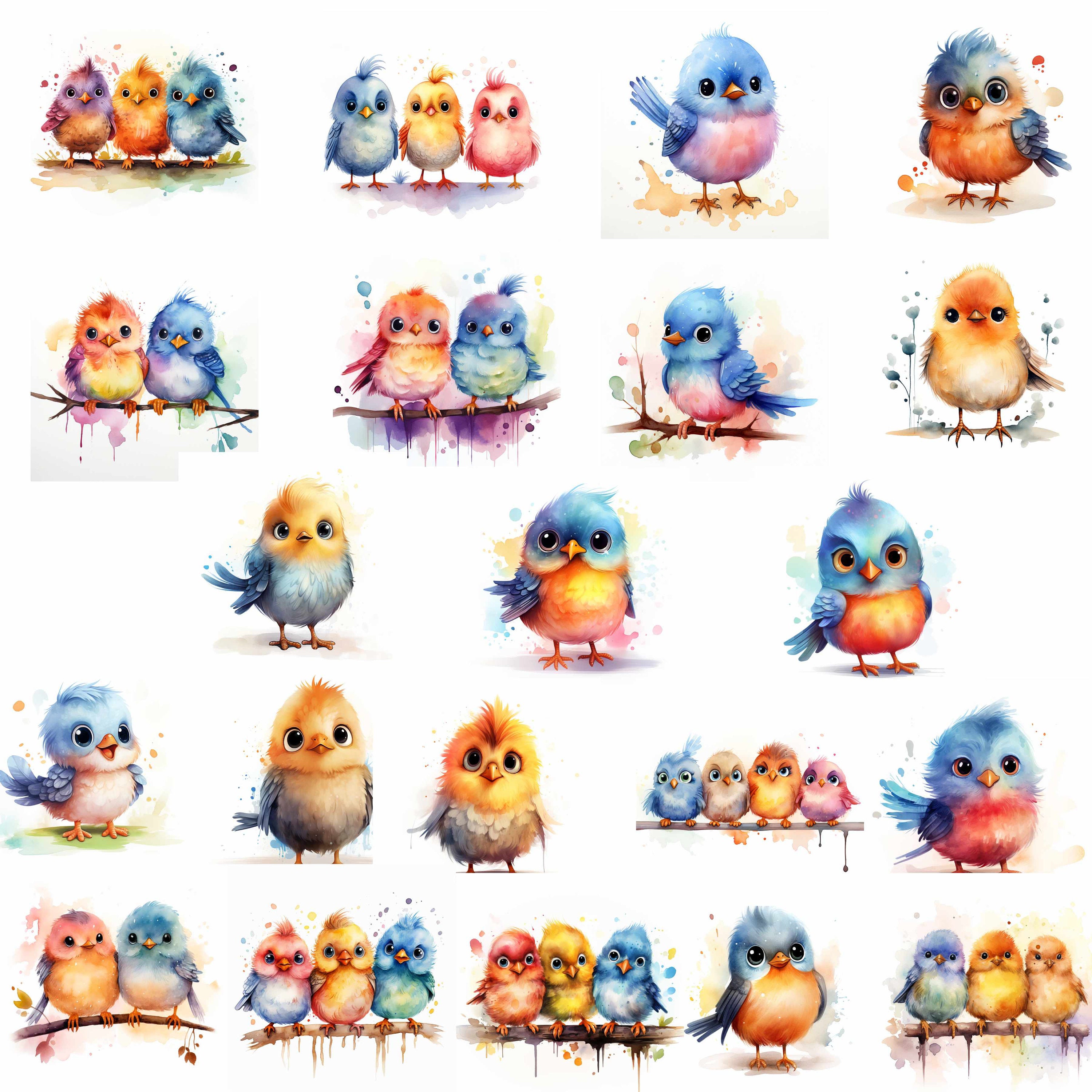 21 Cute Adorable Birds Clipart Bundle, JPG, Card Making, Clip Art ...