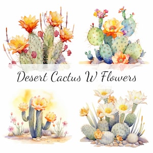 Paquete de imágenes prediseñadas de flores de cactus del desierto, 15 JPG de alta calidad, arte artesanal, fabricación de tarjetas, imágenes prediseñadas, artesanía de papel digital, scrapbooking, arte de pared