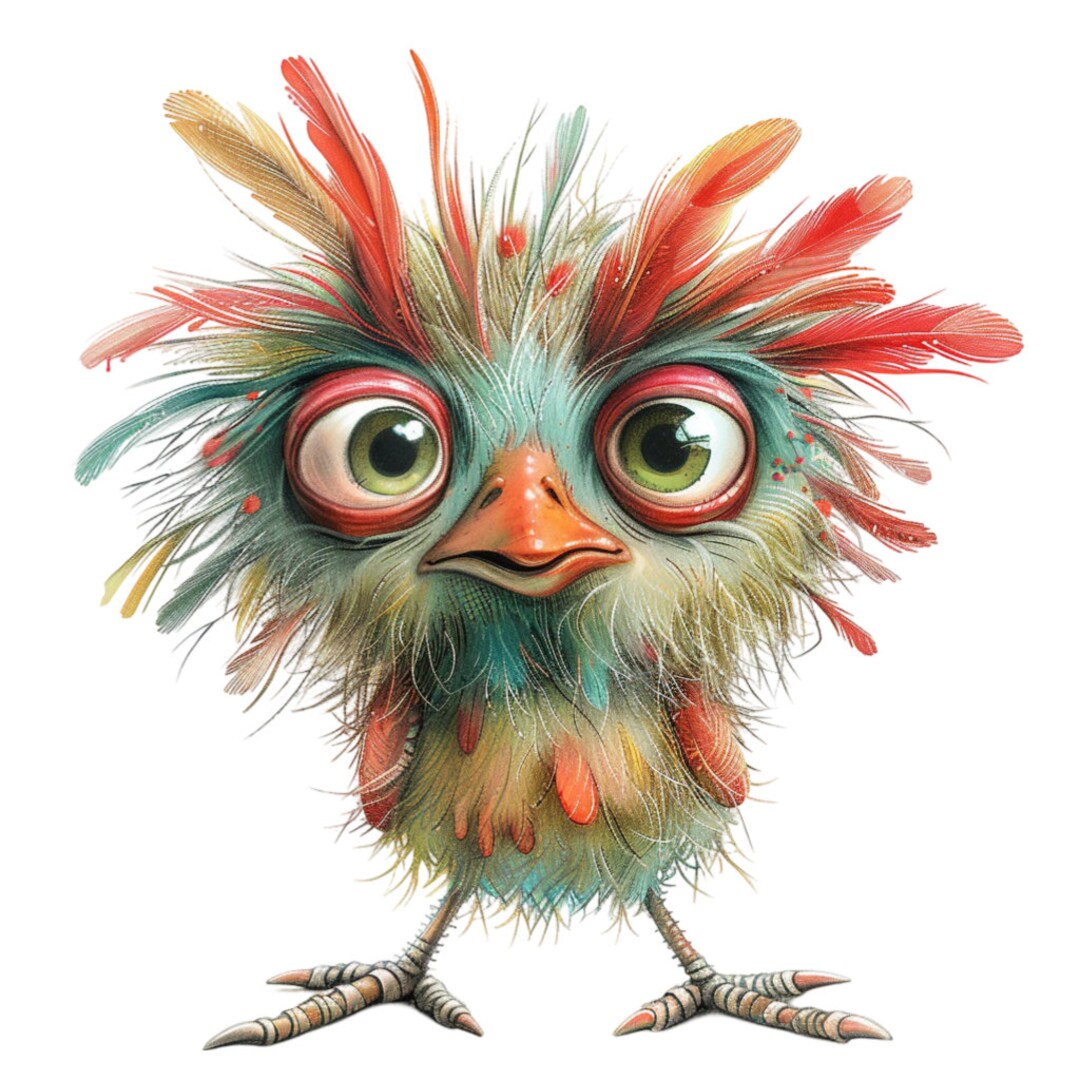 Wild Crazy Chicken 1 Cartoon Clipart Bundle, 16 High-quality JPG, Craft ...