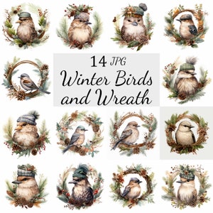 14 Bundle de cliparts bohème hivernal, JPG de haute qualité, art mural, fabrication de cartes, clipart, créations numériques sur papier, scrapbooking