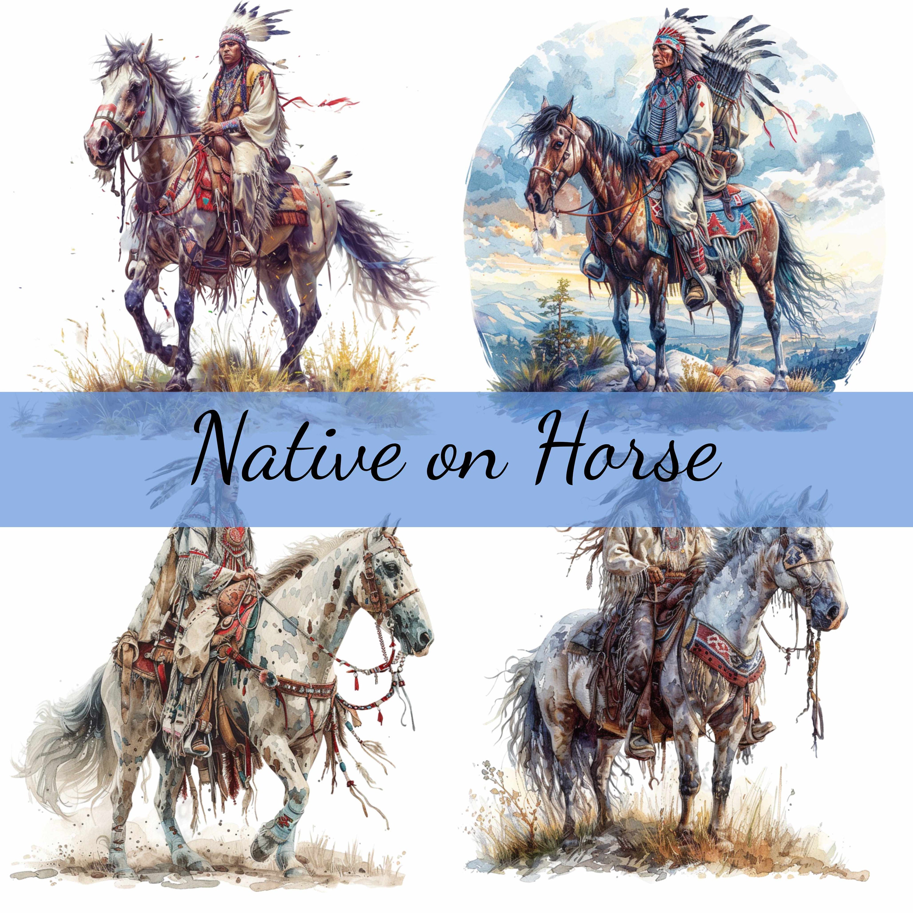 馬に乗ったネイティブアメリカンインディアンのクリップアート 14 点