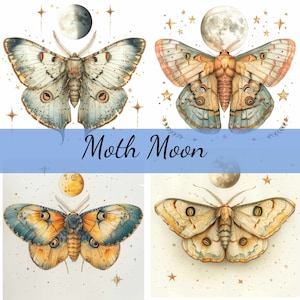 16 Motte Mond Celestial Clipart Bundle, 16 hochwertige JPG, Craft Art, Kartenherstellung, Clip Art, digitales Papiermodell, Scrapbooking
