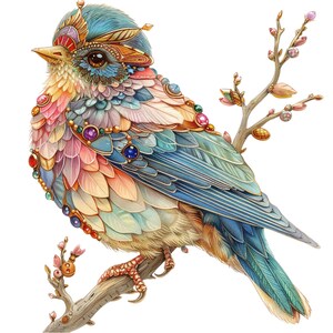 Bird Made of Gold and Jewels Clipart Bundle, 16 High-quality JPG, Craft ...