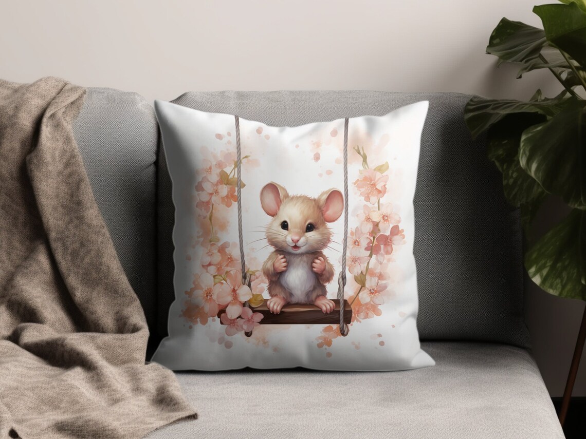 Mouse on Swing With Spring Flowers Clipart Bundle, High-quality JPG ...