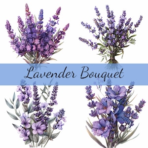 15 lavendel paarse bloem boeket clipartbundel, 15 hoogwaardige JPG, Craft Art, kaarten maken, Clip Art, Digital Paper Craft, scrapbooking