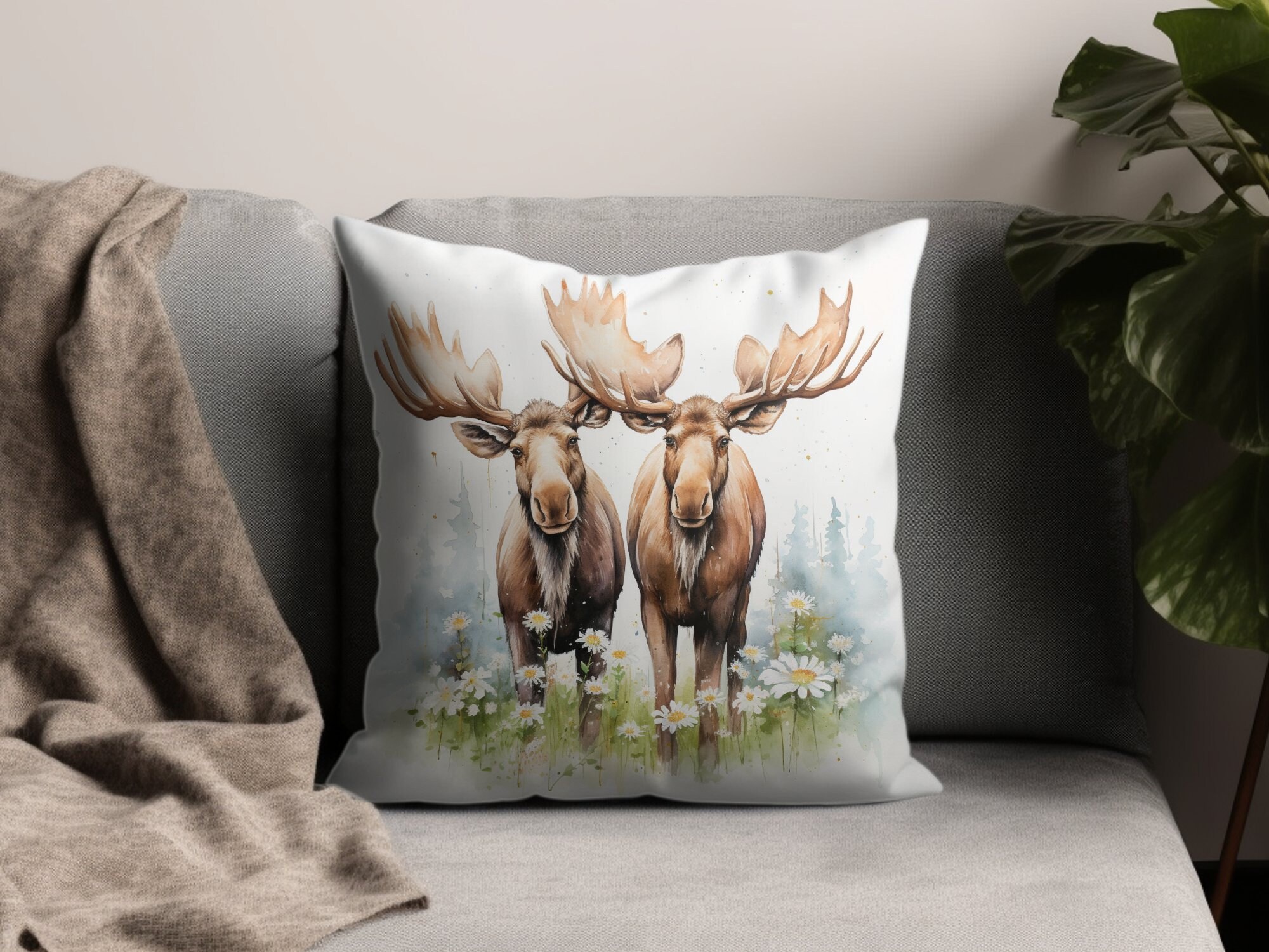 12 Cute Moose W Flowers Clipart Bundle, High-quality JPG, Nursery Art ...